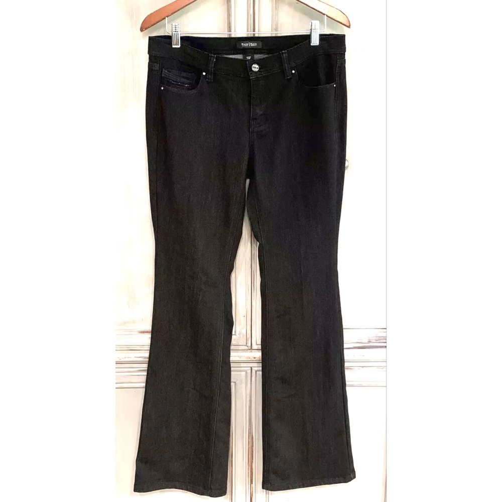 WHBM White House Black Market Noir Black Denim Flare Leg Jeans Sz 10R